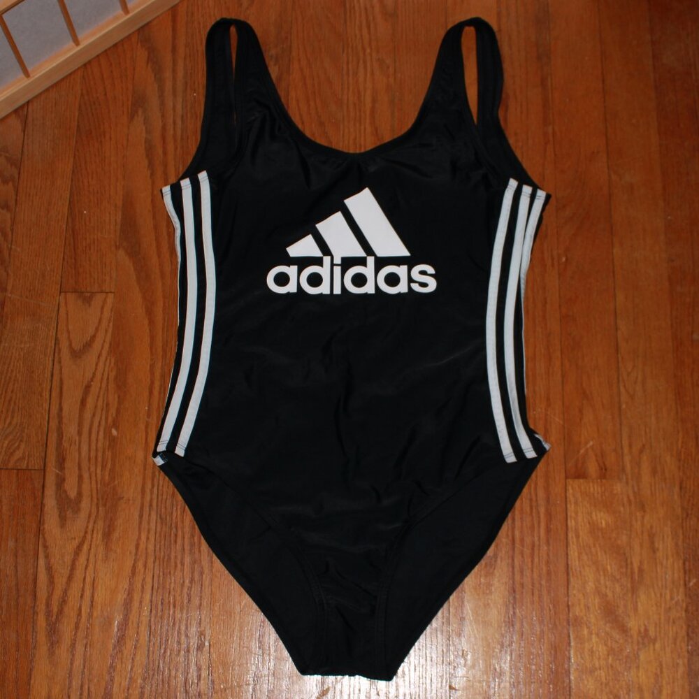 Adidas Logo & 3 Stripes U-Back Swimsuit